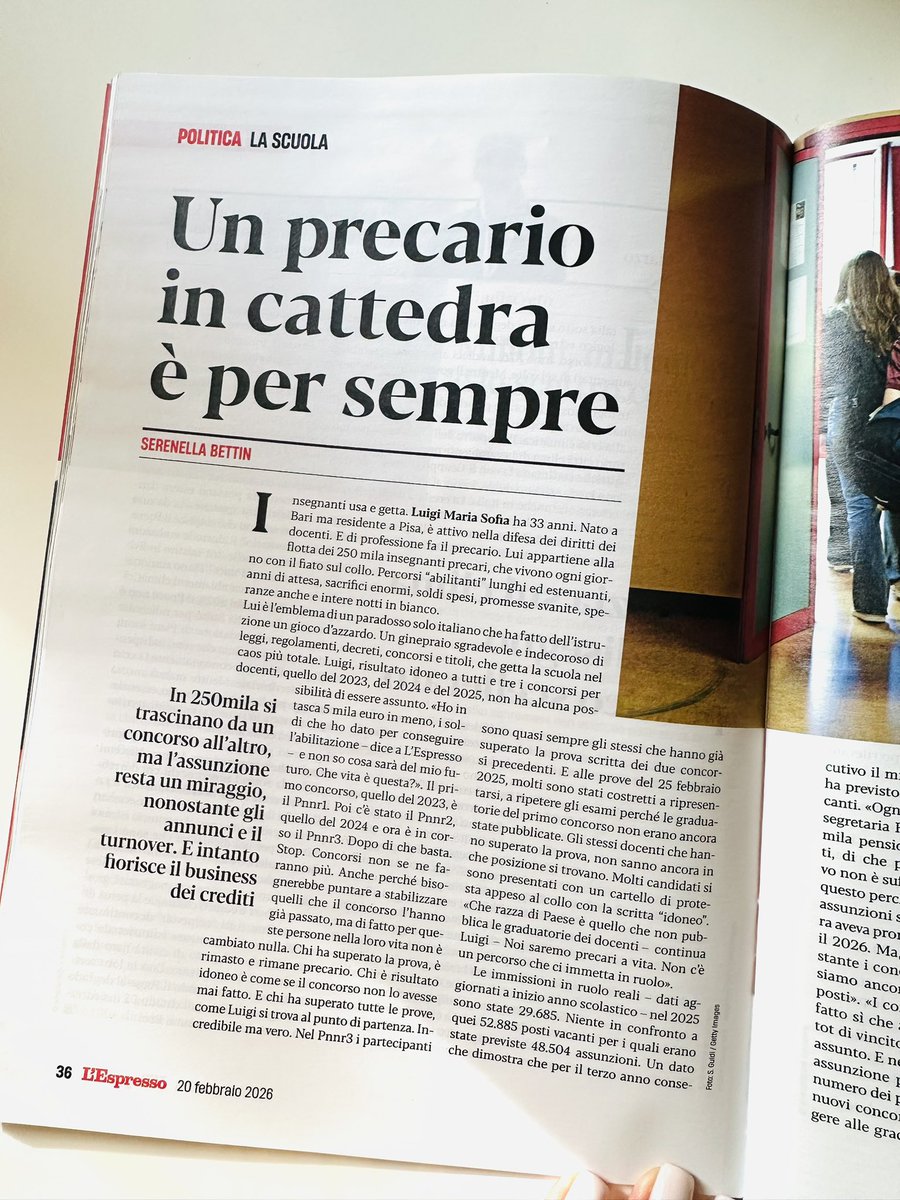 In un Paese civile le graduatorie dei docenti dovrebbero essere pubblicate. In un Paese democratico che si basa sui diritti al LAVORO e all’ISTRUZIONE, i posti vacanti nelle scuole dovrebbero essere coperti. La mia inchiesta su <a href="/espressonline/">L'Espresso</a>
#sbetti

#scuola #valditara