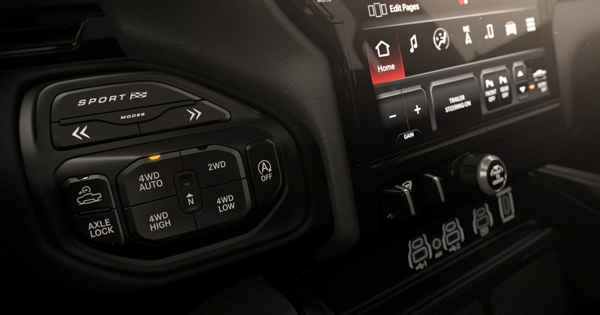 DrivingSouthern's tweet photo. | ❌ Gon' Give It to Ya | @RamTrucks 

👉 2026 #Ram1500 Rebel X 🛻

• Dual-pane panoramic sunroof 🌄
• Console-mounted leather-wrapped performance shifter
• Steering wheel-mounted paddle shifters
• Premium leather/vinyl bucket seats
• “Rebel X” bedside graphics ❎ https://t.co/jzhg2Ifopv