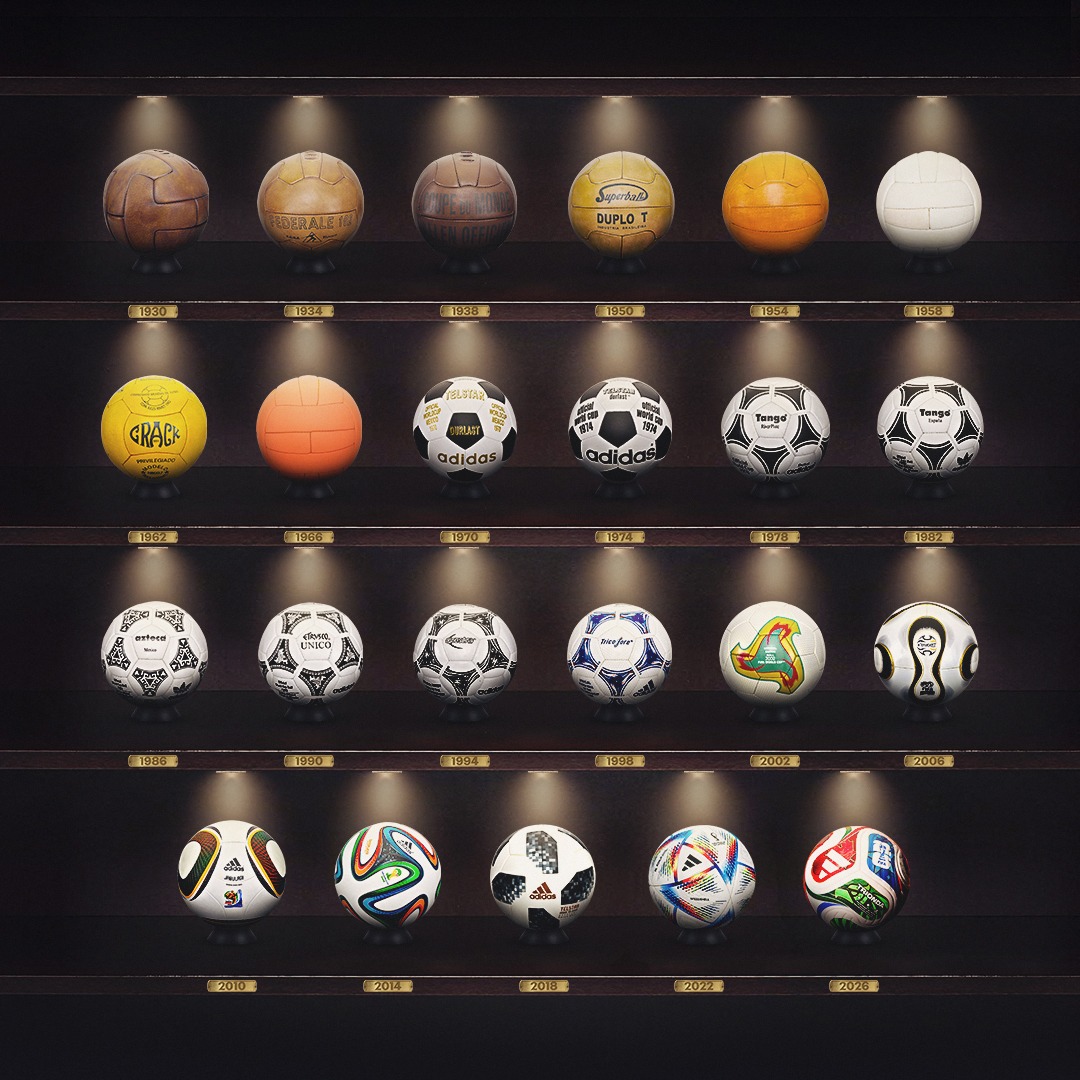 ⚽️ Football Trivia Time.

Look at these World Cup balls.

No Google. No cheating.

Just memory.

Which one did YOU grow up watching?
And from that tournament… who was your star player?

Was it the 2002 fever?
The 2010 magic?
The 2014 artistry?
Or the 1998 legends?

Reply with: