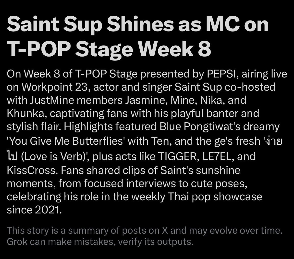 Saintsup shines as MC on T Pop Stage week 8 ✨

TPOPTH2026WEEK8 X SAINT
#TpopStage2026week8xSaint 
#TpopStagepresentedbyPEPSIweek8

#Saint_sup
#เซ้นต์ศุภพงษ์