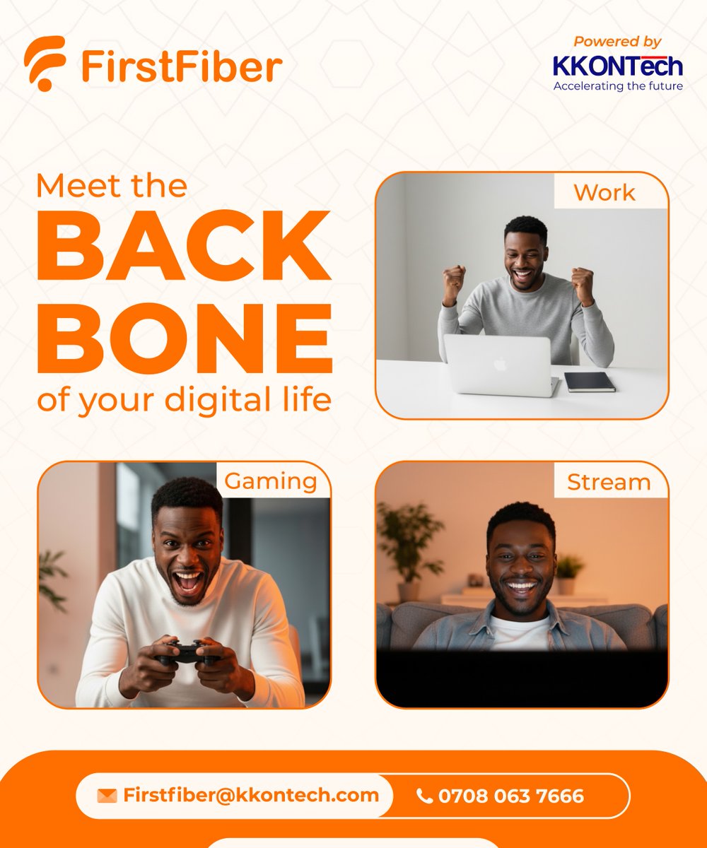 kkontechng's tweet photo. From Work to Play, FirstFiber Keeps You Connected.

Enjoy Speeds from 15 to 100 Mbps.

We are Fast, Reliable, Ready.

Powered by KKONTech. https://t.co/CAaDmw8kui