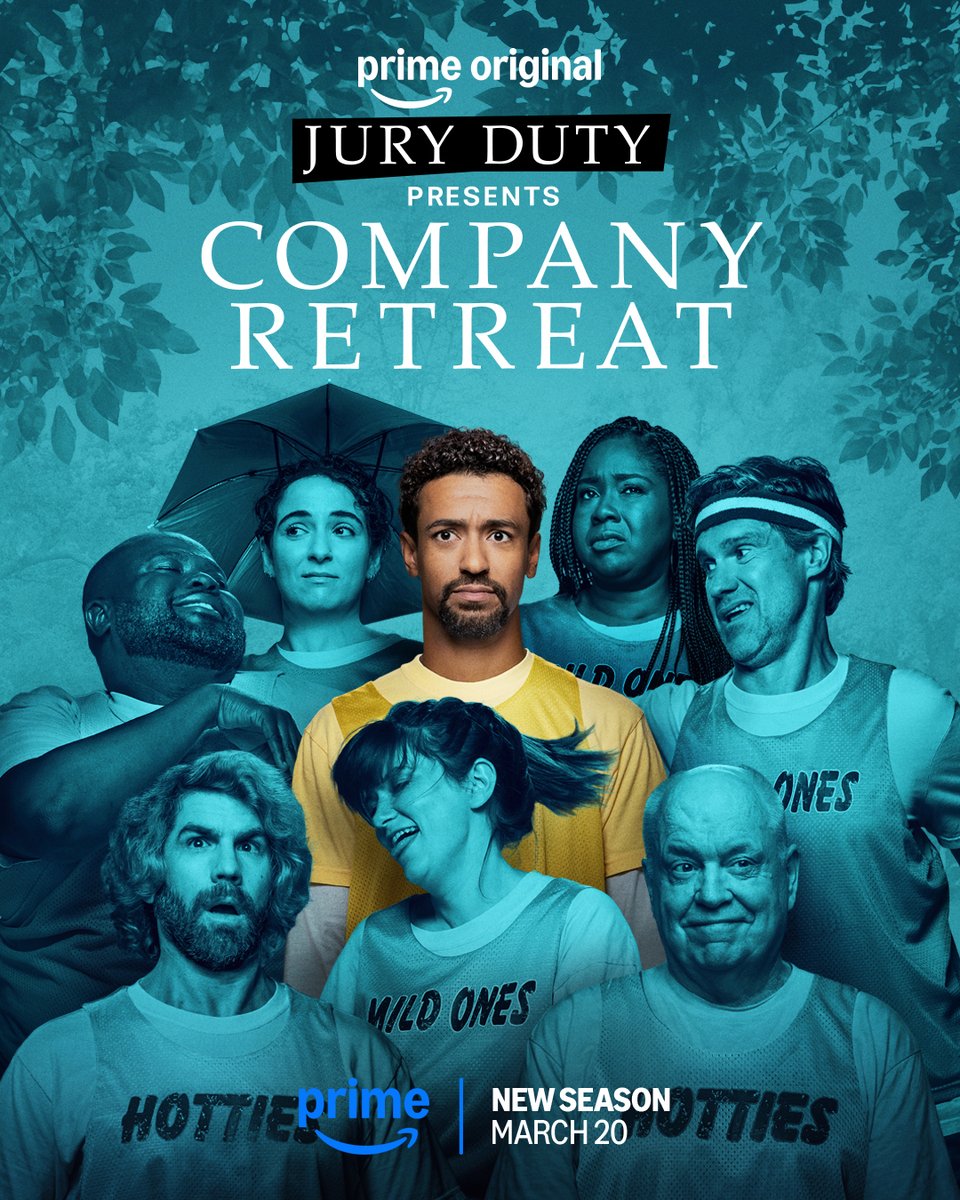 PrimeVideo's tweet photo. The company retreat of a lifetime. Jury Duty Presents: Company Retreat premieres March 20. https://t.co/bHWeiEQEsJ