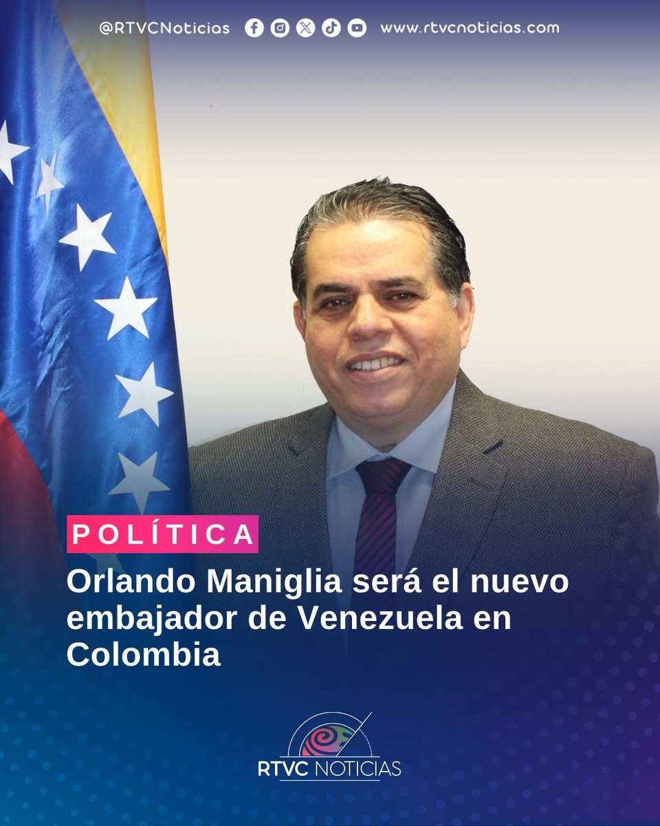 #26Feb #EmbajadorColombia
<a href="/FedericoBlackB/">Federico A. Black B.</a>: Orlando Maniglia será el nuevo embajador de Venezuela en Colombia.

Maniglia es del círculo cercano de Delcy Rodríguez. Acompañó a Félix Plasencia a Washington como comitiva para primeros contactos entre la Casa Blanca y Miraflores.