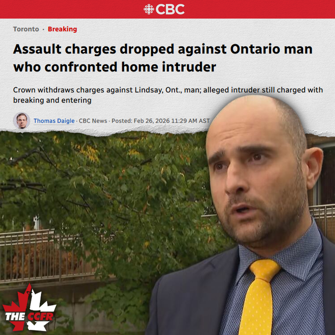#BREAKING: Jeremy David McDonald, the Lindsay, Ontario homeowner previously charged with aggravated assault, and assault with a weapon, for defending himself during a violent home invasion, will no longer face prosecution. All charges have been dropped. cbc.ca/news/canada/to…