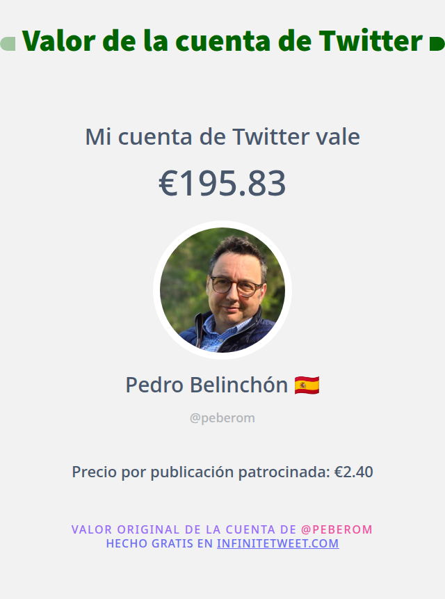 peberom's tweet photo. Mi valor en Twitter es de: €195.83

➡️ https://t.co/4X2NP6rojC https://t.co/LtEVchQhve