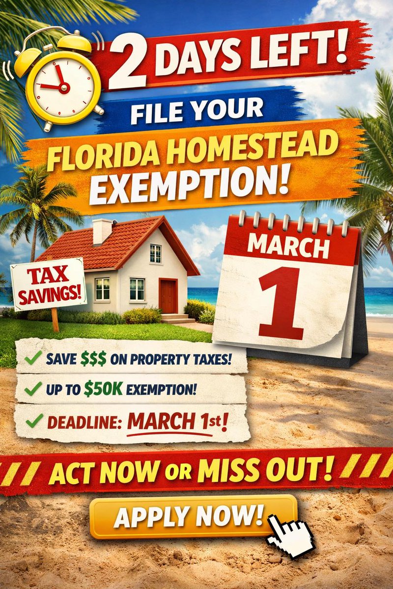 Here’s where to get it done:
📷 Florida Overview Page (Start Here):
floridarevenue.com/.../Taxpayers_…
📷 Sarasota County:
sc-pa.com/homestead.asp
📷 Manatee County:
manateepao.com/Homestead
📷 Hillsborough County:
hcpafl.org/Homestead