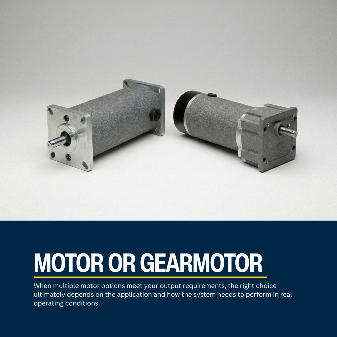 Motor or Gearmotor?

Sometimes both can meet the same output requirements.

On paper, both will work. But when you consider real-world operation, certain factors may become more important than others.  

We break down a real example here:  zurl.co/zjxQa