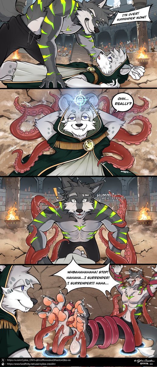 Cylios_CN's tweet photo. The big gray wolf had the upper hand in combat, but he forgot to never underestimate a wizard...
The upcoming performance will last a long time:3
(cm by 匕首) https://t.co/DAqELijNya
