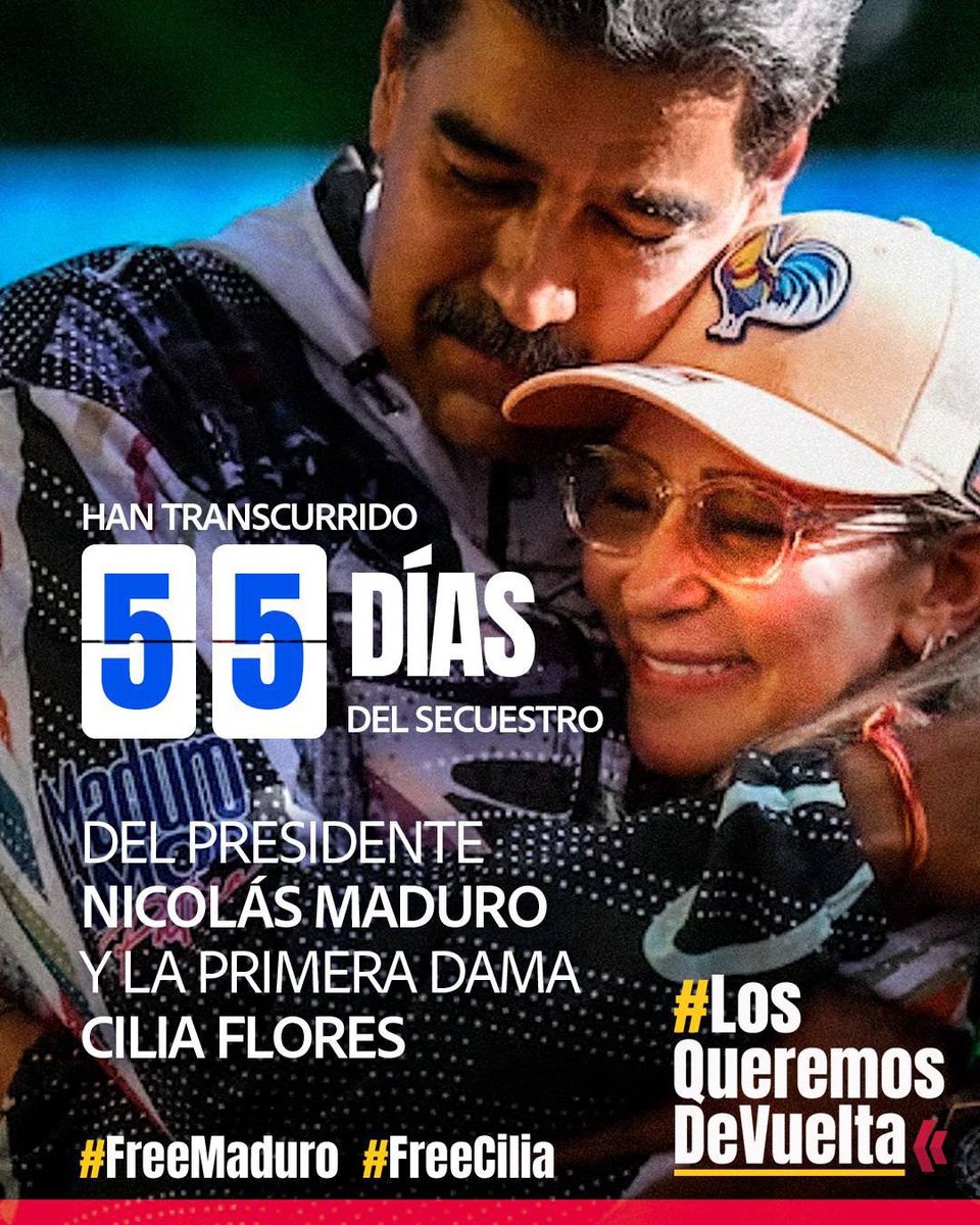 Francier_Ma's tweet photo. 55 días del secuestro del presidente Nicolás Maduro y de su esposa Cilia Flores ❤️‍🩹

Venezuela los quiere de Vuelta 🇻🇪

#venezuela #losqueremosdevuelta #freemaduroandcilia https://t.co/esVnYH0vCu