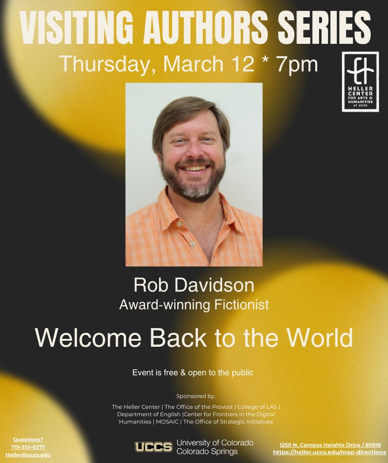 hellercenter's tweet photo. Rob Davidson
Award-winning Fictionist

Welcome Back to the World

Davidson will offer a public reading both in-person at the Heller Center and online, engage in a Q&amp;A session, and sign books at the Heller Center

Event is free and open to the public. https://t.co/Zt7AwSB2Qp