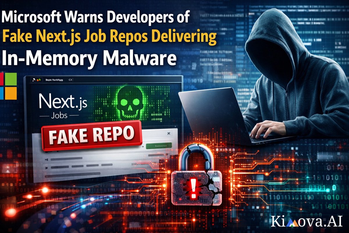 KimovaAI's tweet photo. Fake Next.js job repos = real supply chain risk. Time to audit developer workflow security.
Post: https://t.co/7m196KXcGP
Website: https://t.co/yFF81iGEtm
#CyberSecurity #ISO27001 #InfoSec #DevSecOps #NextJS #JavaScript #VSCode #KimovaAI #LazarusGroup #EtherHiding #Polygon #AI https://t.co/E00kl5zilZ