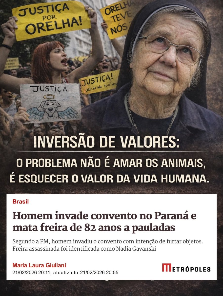 Onde está a comoção nacional pelo estupro e assassinato de uma freira idosa de 82 anos?