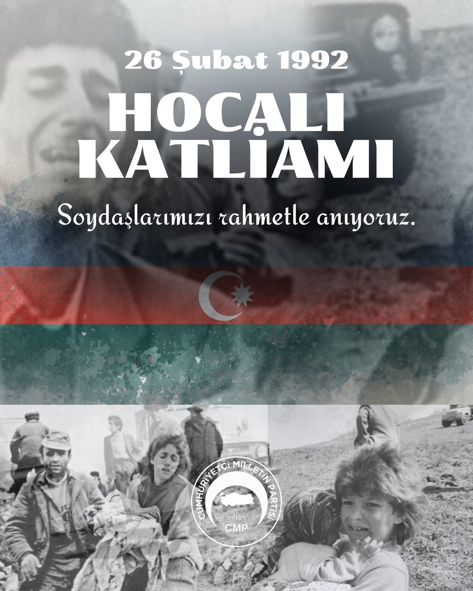 34 yıl önce, 106’sı kadın, 63’ü çocuk, 70’i yaşlı olmak üzere 613 Azerbaycan Türk’üne karşına insanlık suçu işlenmiştir. Soydaşlarımızı rahmetle anıyoruz. #HocalıSoykırımı 
<a href="/rsahinozturkcmp/">Reşat Şahin Öztürk</a>