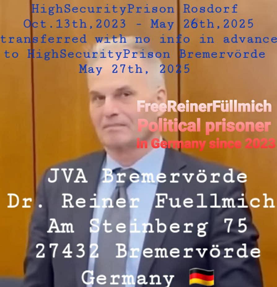 FreeFuellmich's tweet photo. Did I mention recently that your letters and postcards give Reiner superpowers? Yes? Well, anyway, write Reiner! Flood the prison! This postal scandal is spreading like a virus among judges, prison director, prosecutors, prison officers and the like. They're losing sleep over it! https://t.co/WRtCQvU38p