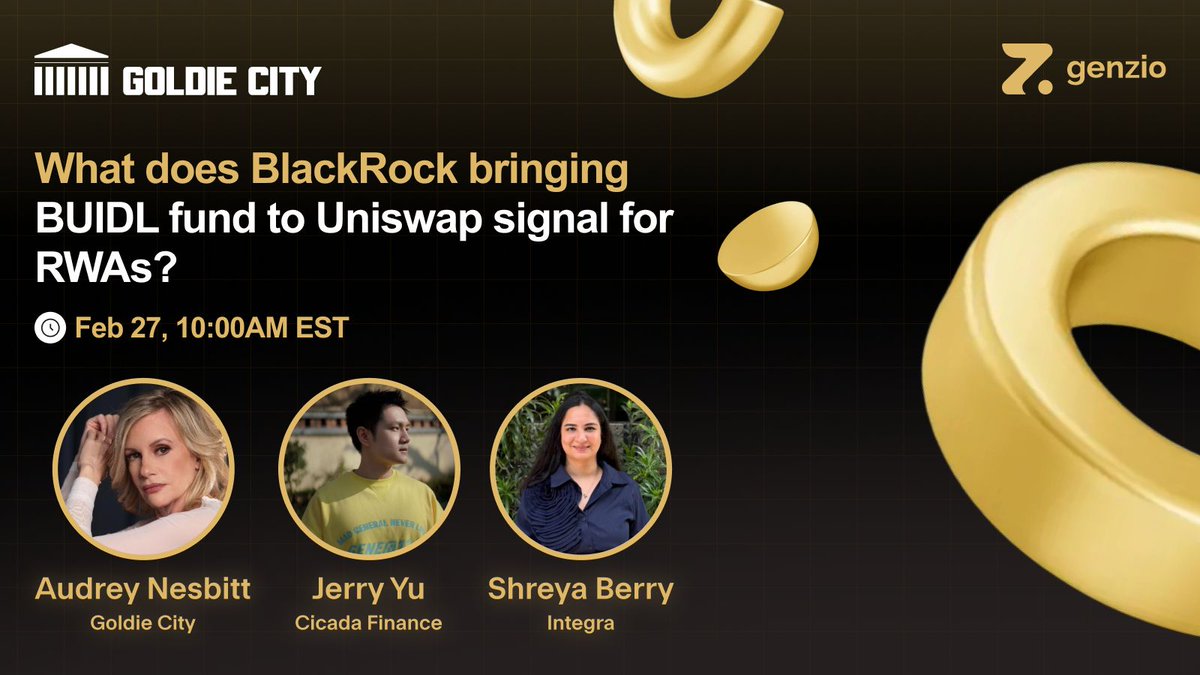The rails are changing. Gold will follow.

BlackRock bringing its BUIDL fund a tokenized U.S. Treasury product to Uniswap isn’t just a DeFi headline.

It’s a signal.
Institutional capital is beginning to integrate with on-chain liquidity infrastructure.

Tokenized Treasuries have
