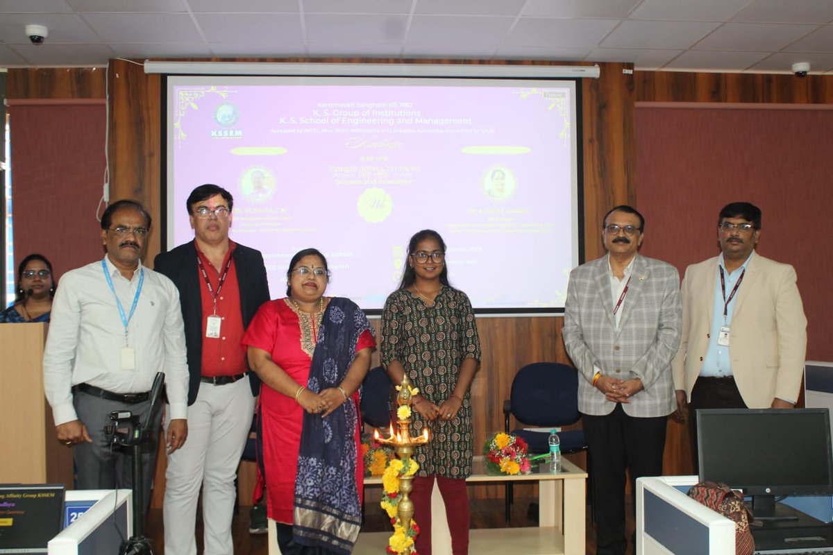 KSSEM_AI_DS's tweet photo. Inauguration of the IEEE Women in Engineering (WIE) Affinity Group at KSSEM!
Organized by AI&amp;DS with IEEE KSSEM SB.
Talks by Dr. Pushpa (UVCE) on WIE initiatives &amp; Ms. Bhavani on cybersecurity awareness.
Proud to introduce our WIE Office Bearers
#IEEE #IEEEWIE #KSSEM #WomenInTech https://t.co/4jzrJzXFBD