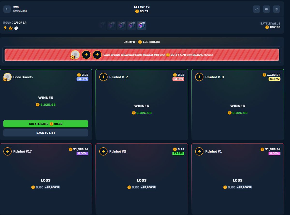 Does this finally settle the debate for the best case on <a href="/raindotgg/">Rain.gg</a>??

400c battle > 100,000c jackpot 🫡
