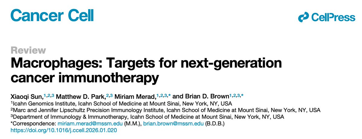 MatthewD_Park's tweet photo. IO is reaching another nexus point, as we've begun to effectively translate our knowledge of myeloid cells. Here, we distilled the current state and future directions for macrophage-targeting therapies in this new piece @TischCancer @IcahnMountSinai
https://t.co/fGAEkodd8c https://t.co/MGg2ESee0N