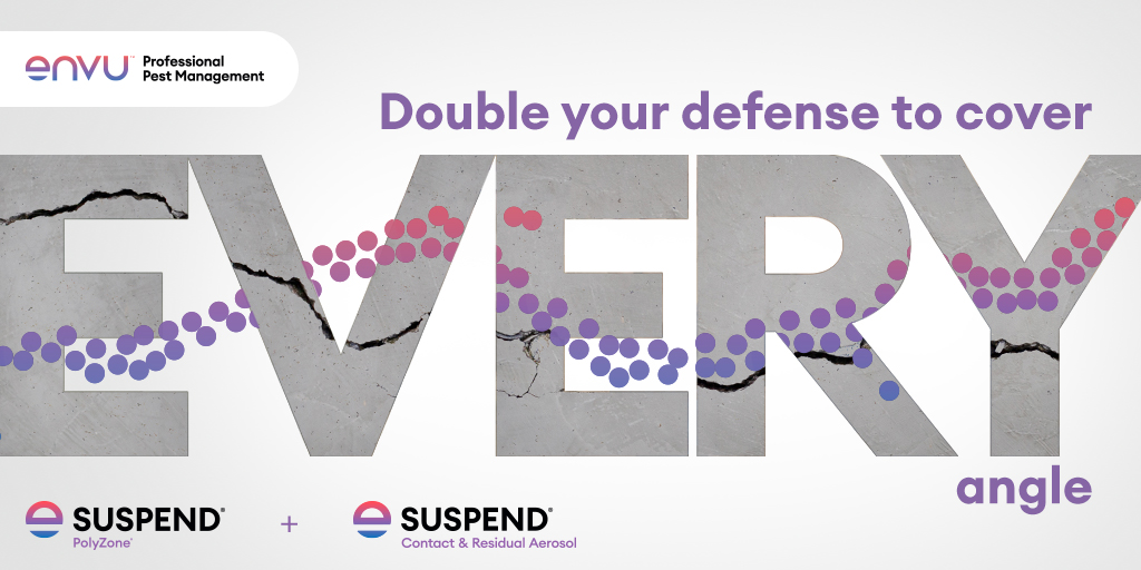 TargetSpecProd's tweet photo. Get complete coverage and stop costly callbacks with the dynamic duo of Suspend® PolyZone® insecticide and Suspend® Contact &amp; Residual Aerosol from Envu. When you double your defense, you get fast-acting, long-lasting and complete coverage that never compromises. https://t.co/MAQJtexyv0