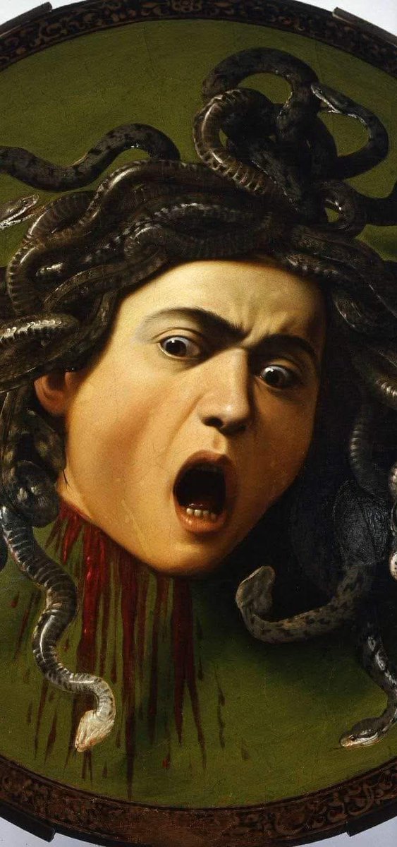RamellaUgo's tweet photo. Caravaggio. Medusa particolare https://t.co/2r2yze8epG