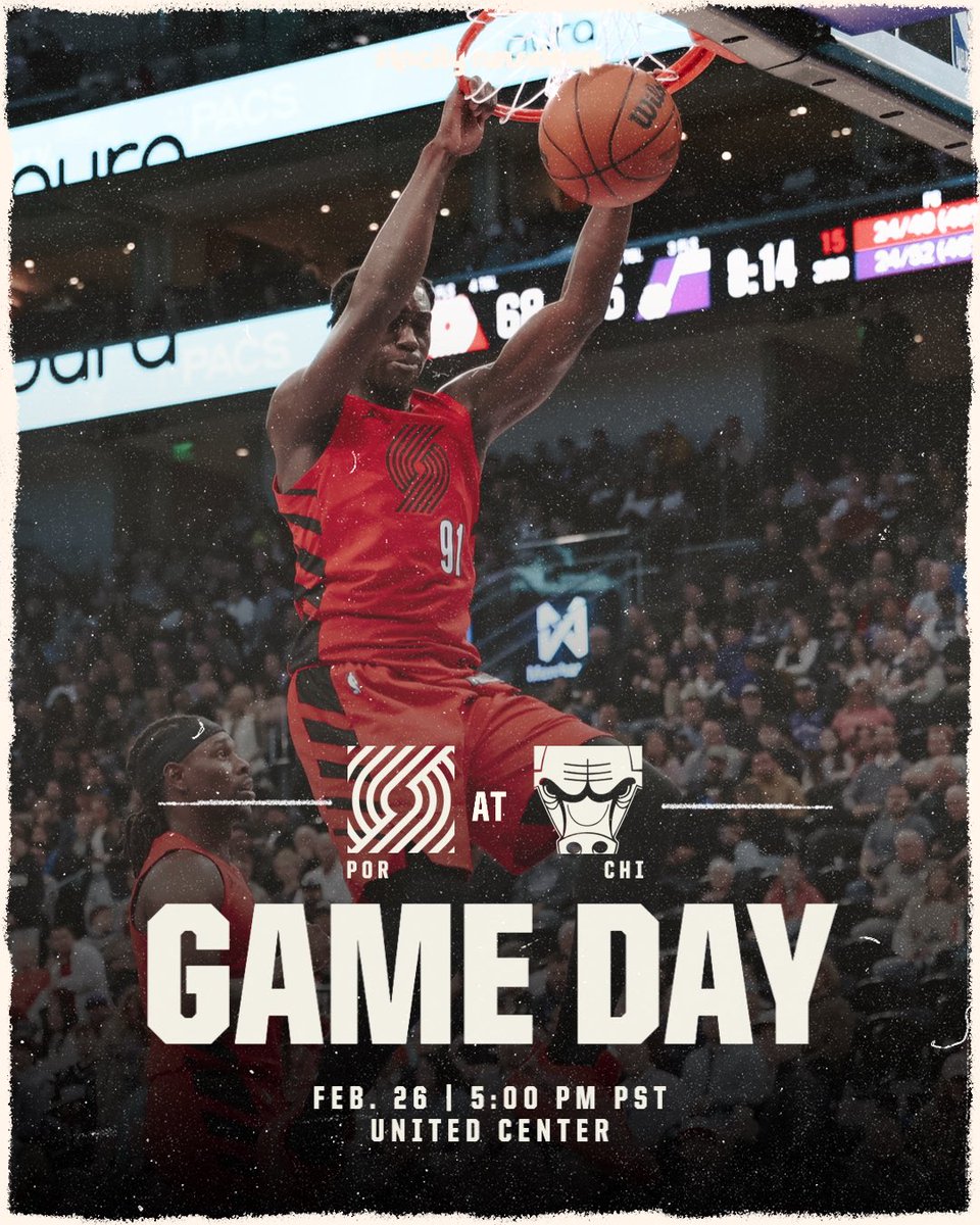 First one of the long road trip ‼️
🏀 #RipCity vs @chicagobulls
🏟️ @UnitedCenter
🕔 5:00 PM PST
📺 BlazerVision // KUNP // Rip City Radio 620