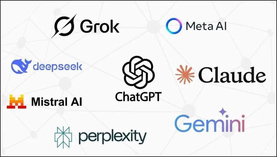 ✅ نموذج Grok : ذكاء مواكب للترندات.
✅ نموذج Meta AI : مساعدك الذكي المدمج.
✅ نموذج DeepSeek : عبقري البرمجة والرياضيات.
✅ نموذج ChatGPT : المساعد الشامل في الكتابة.
✅ نموذج Claude : دقة تحليلية وأمان فائق.
✅ نموذج Mistral AI : رائد النماذج المفتوحة.
✅ نموذج Perplexity :