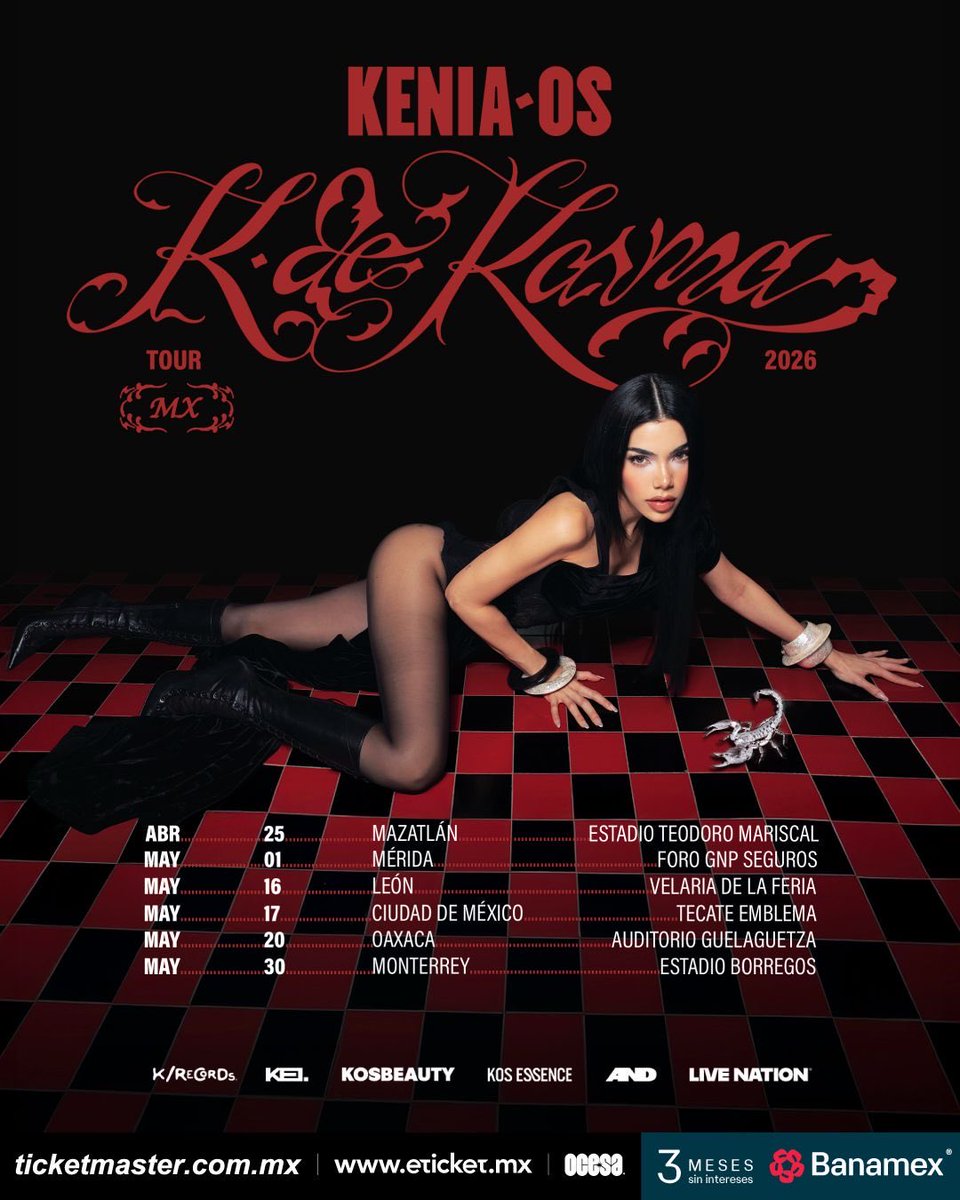 keniaos's tweet photo. Preventa Banamex Ya Disponible! 
🦂K de Karma Tour🦂

https://t.co/zOJzASn84Q https://t.co/00dW7Gb5sQ