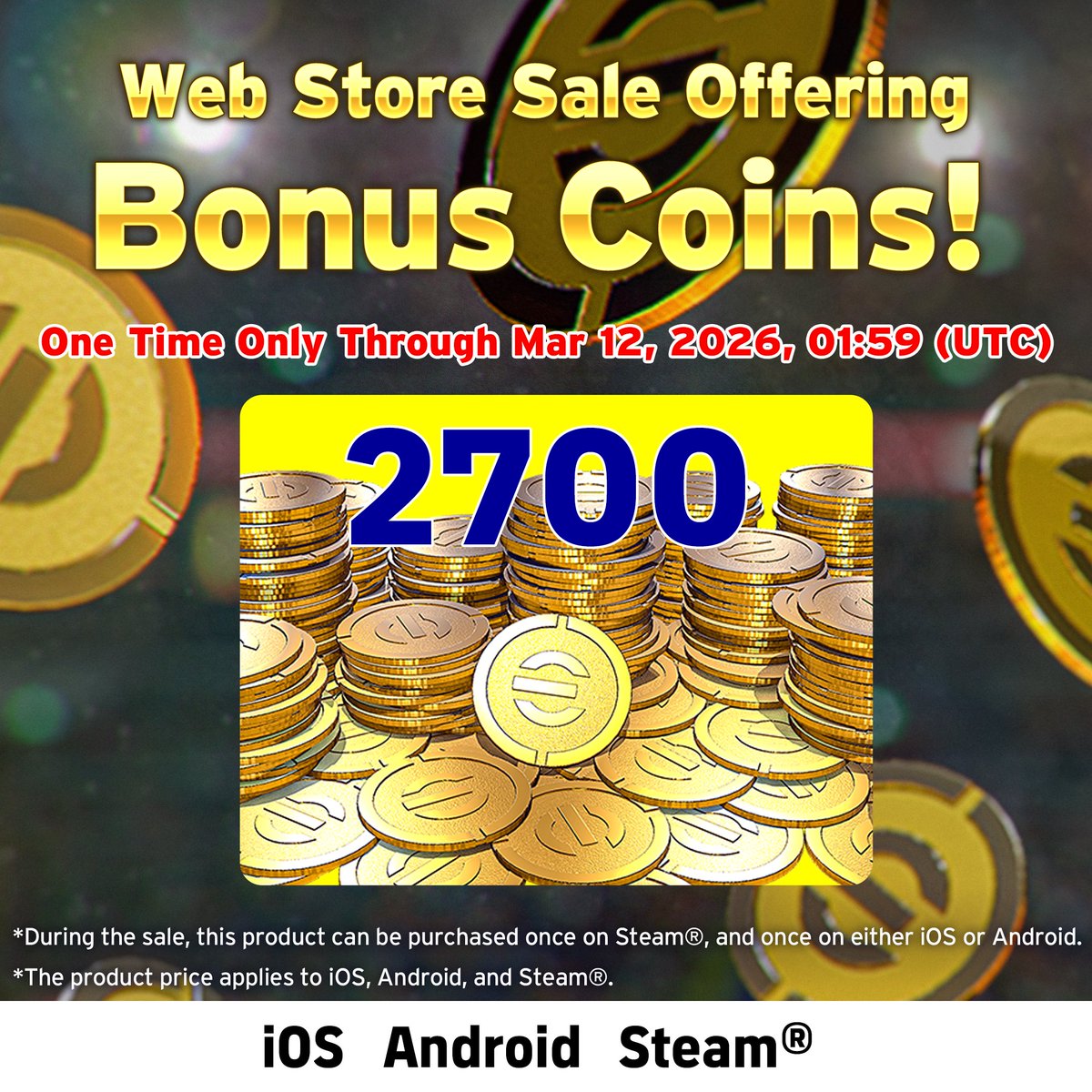 🚨 Coin Sale Now Live!

Stock up on eFootball™ Coins at a great price via the KONAMI Games Store &amp; CODA Web Store.

⏳ Don’t miss out,  available until March 12, 01:59 (UTC).

👉 Purchase here:
store.konami.net/global/ja/info…

* The CODA Web Store is operated by Coda Payments, an