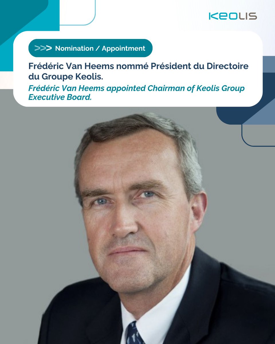 [#NOMINATION] Le Conseil de Surveillance du Groupe Keolis, sous la présidence de Jérôme Tolot, a procédé, à l’unanimité, à la nomination de Frédéric Van Heems au poste de Président du Directoire du Groupe Keolis. ➡️urlr.me/U2VWBT