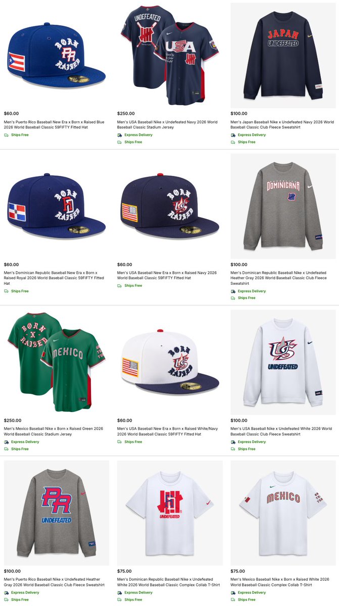SOLELINKS's tweet photo. Ad: Born x Raised &amp; Undefeated World Baseball Classic Collection

Fanatics:https://t.co/CWA5hVit8r
MLBshop:https://t.co/XiYHKAgHic
New Era:https://t.co/ZJIbPBkBxn https://t.co/7ofBBkdiQh