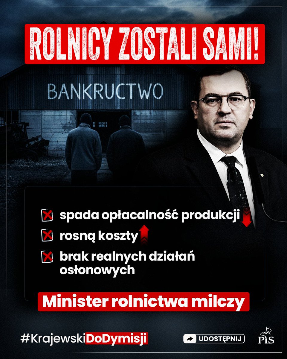🟥 Rolnicy walczą o przetrwanie. Państwo powinno stać za nimi murem. Minister milczy, nie reaguje. 🔔 Do dymisji!
👉 Udostępnij, jeśli uważasz, że to czas na zmianę.
#KrajewskiDoDymisji