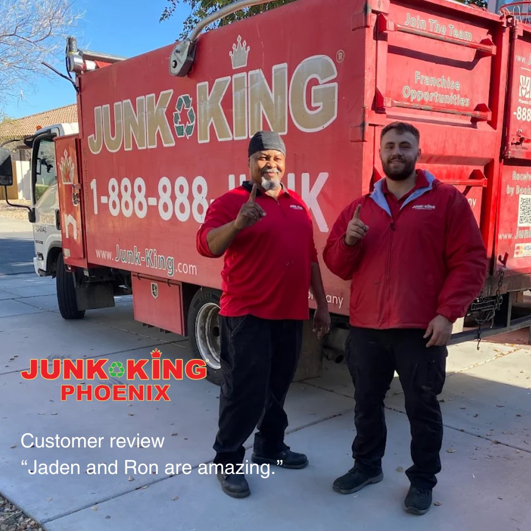 phoenixjunk's tweet photo. We appreciate the kind words, Junk King strives ofr amazing results everytime. #JunkKing #Clutter #5stars #Review https://t.co/Vez335kVfT