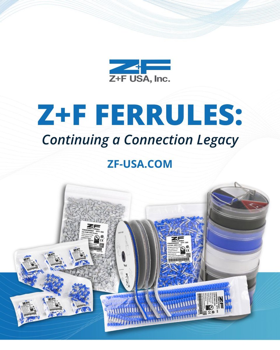 ZF_USA's tweet image. Did you know wire #ferrules were created to solve issues with bare stranded wire?

In 1969, Z+F patented ferrules with plastic collars—and has manufactured ferrules in Germany for 50+ years. 

#WireProcessing #GermanDesign #WireAutomation