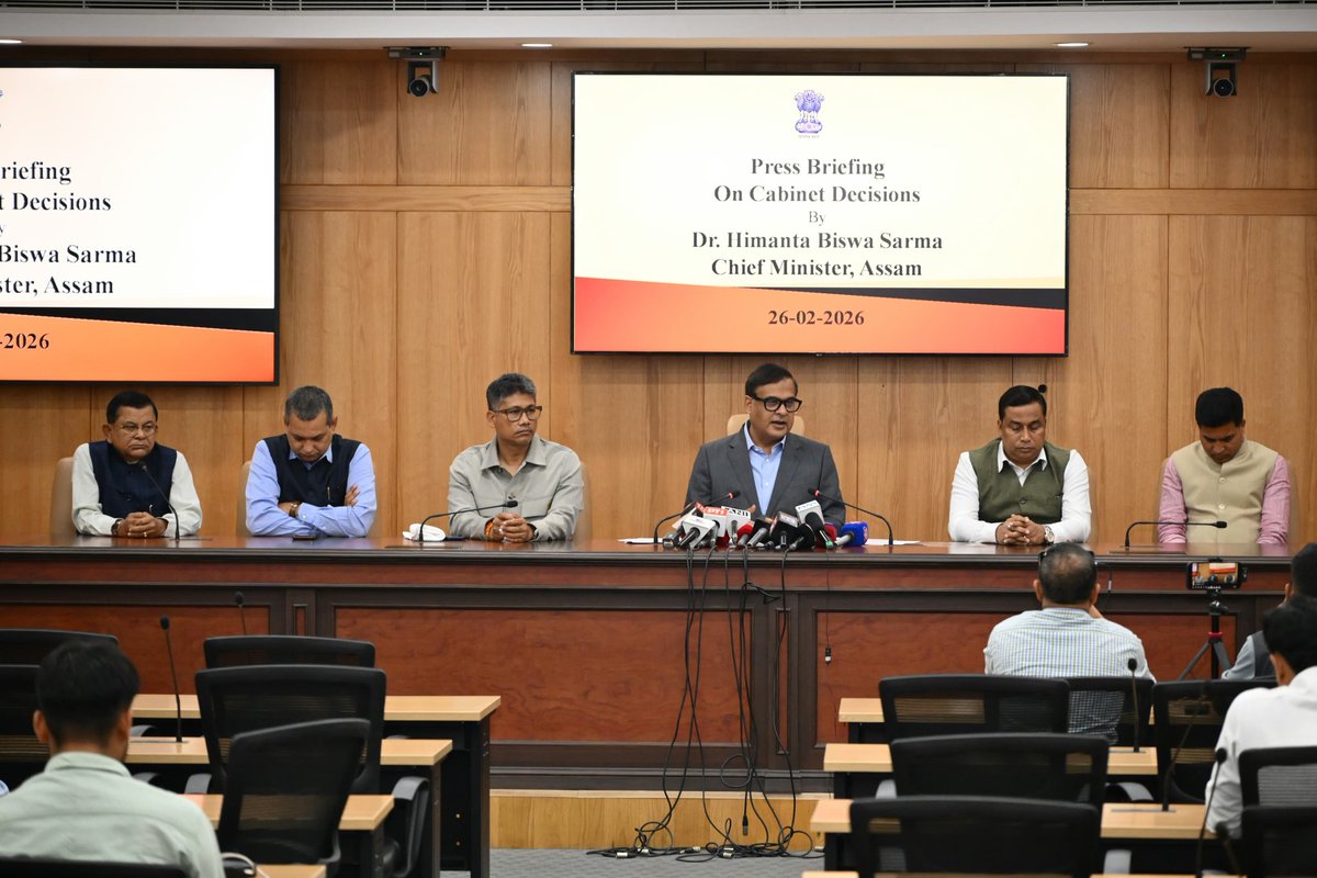 Joined fellow Cabinet colleagues at the #AssamCabinet meeting chaired by Hon’ble Chief Minister Dr. <a href="/himantabiswa/">Himanta Biswa Sarma</a> Dangoriya and attended the subsequent press briefing where he highlighted the key decisions taken today.

📍 Lok Sewa Bhawan, Dispur