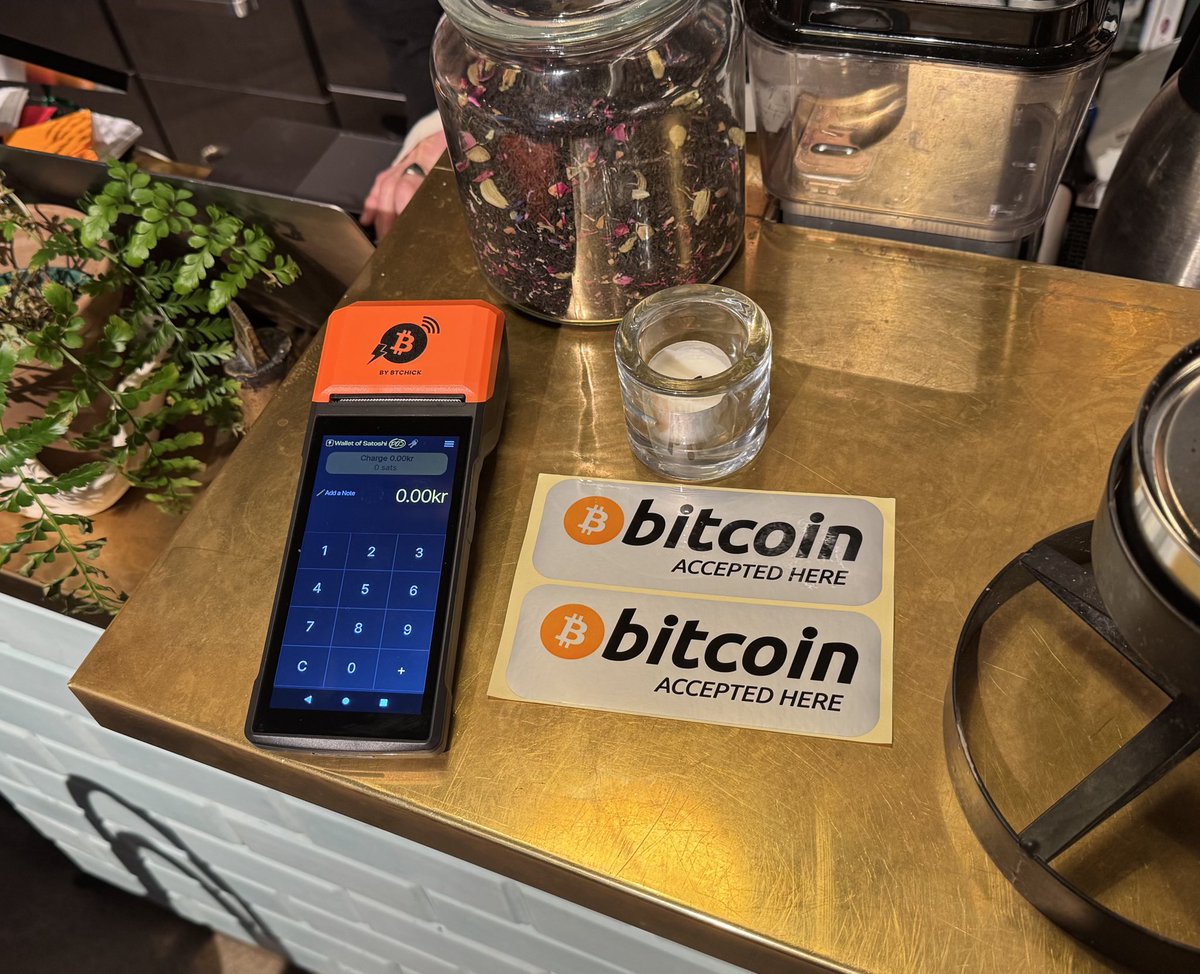 bt_chick's tweet photo. Stockholm is going Bitcoin. ₿

Just deployed a Lightning-ready terminal at Mazraa Södermalm.

Bitcoin doesn’t just add a payment method, it attracts new customers actively looking to spend BTC.

Every payment becomes Bitcoin on your balance sheet. Earned, not bought.

I’m giving away 10 Bitcoin terminals for FREE to Stockholm merchants. Full setup included. No upfront cost.

8 left.