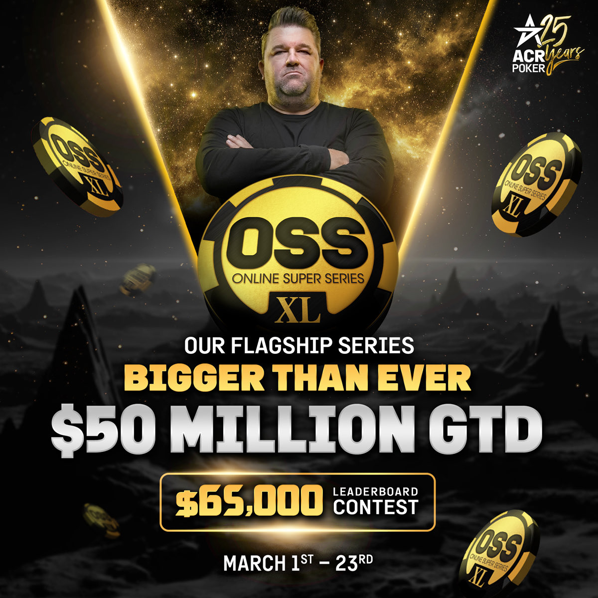 🚨The OSS is starting this Sunday and it’s bigger than ever! 
50 MILLION DOLLARS in guarantees!!! 💸You obviously need to be in there playing with me so I’m going to give away 5 $55 tickets. 
Like, RT and comment your <a href="/ACR_POKER/">ACR Poker</a> username to qualify 🤗￼