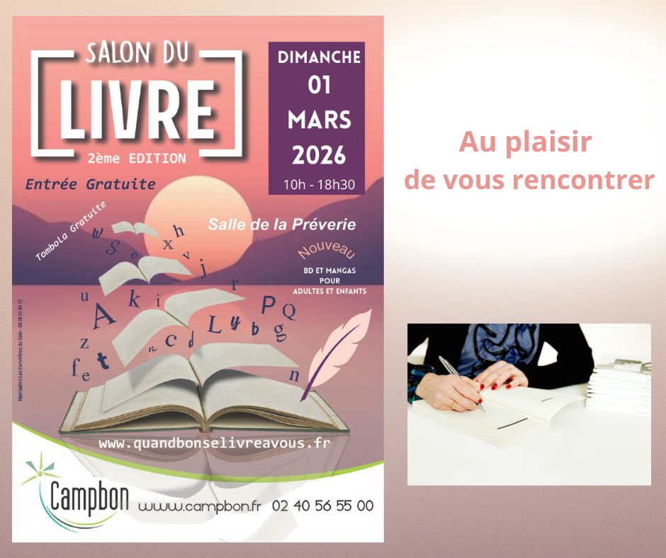 MLaurebigand's tweet photo. Les mots partagés - Marie-Laure Bigand Romancière: 📚 Salon du livre de Campbon (44) – 2e édition https://t.co/JH994BEKmo https://t.co/FtE4tOkfoN
