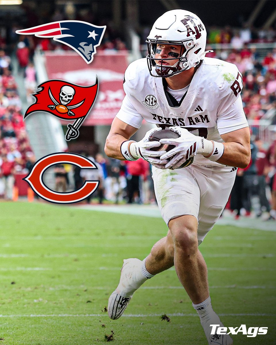 Texas A&amp;M TE Nate Boerkircher has formally met with the following teams at the #NFLCombine:

- New England Patriots
- Tampa Bay Buccaneers
- Chicago Bears

#GigEm