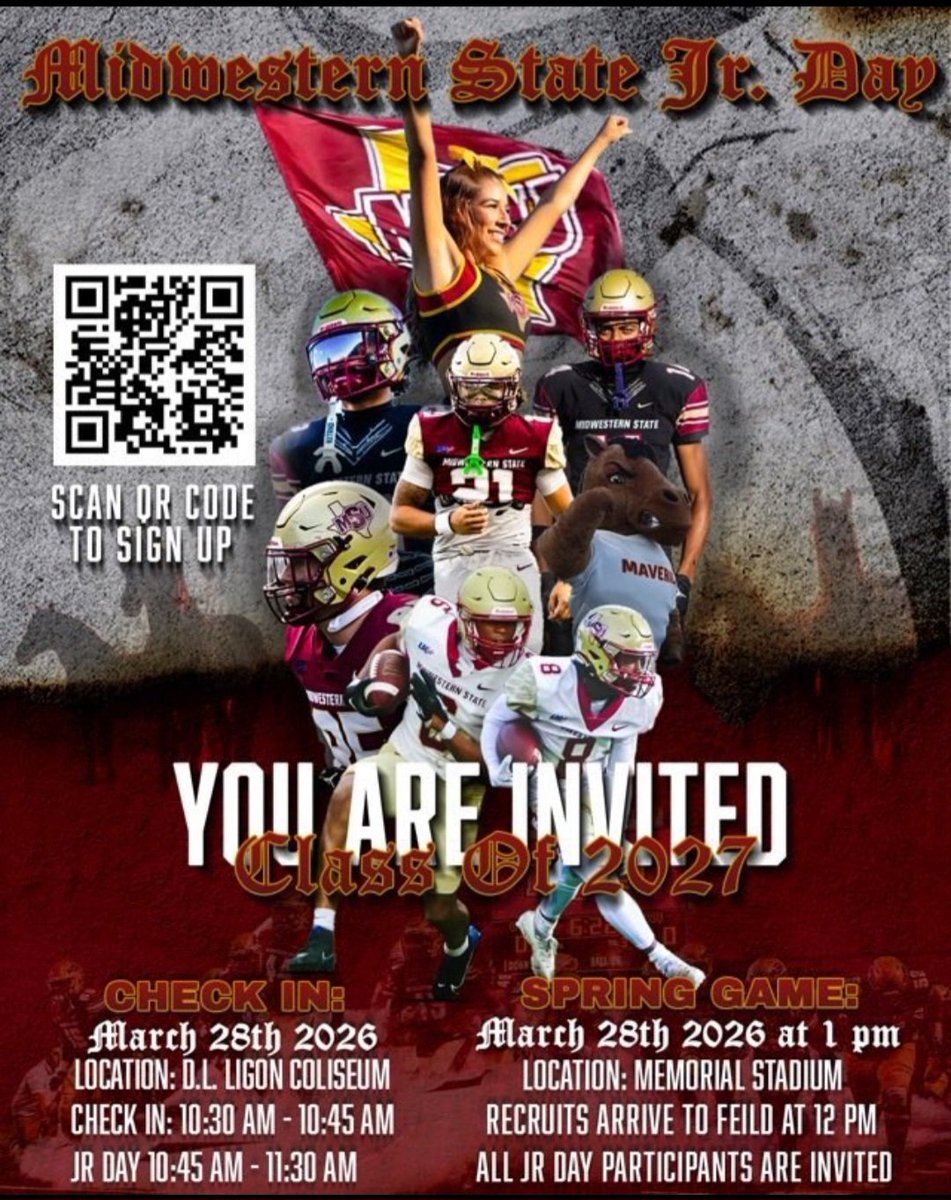 Blessed to receive a personal Junior day invite from <a href="/CoachKirkBryant/">Kirk Bryant</a>. I am looking forward to getting on campus and seeing your amazing school. <a href="/codycoachwelch/">Cody Welch</a> <a href="/luke_mccown/">Luke McCown</a> <a href="/MSUTexasFB/">Midwestern State Football</a> <a href="/TopPreps/">247 College Sports News Recruiting Top Preps on X</a> <a href="/NCSA_Football/">NCSA_Football</a>