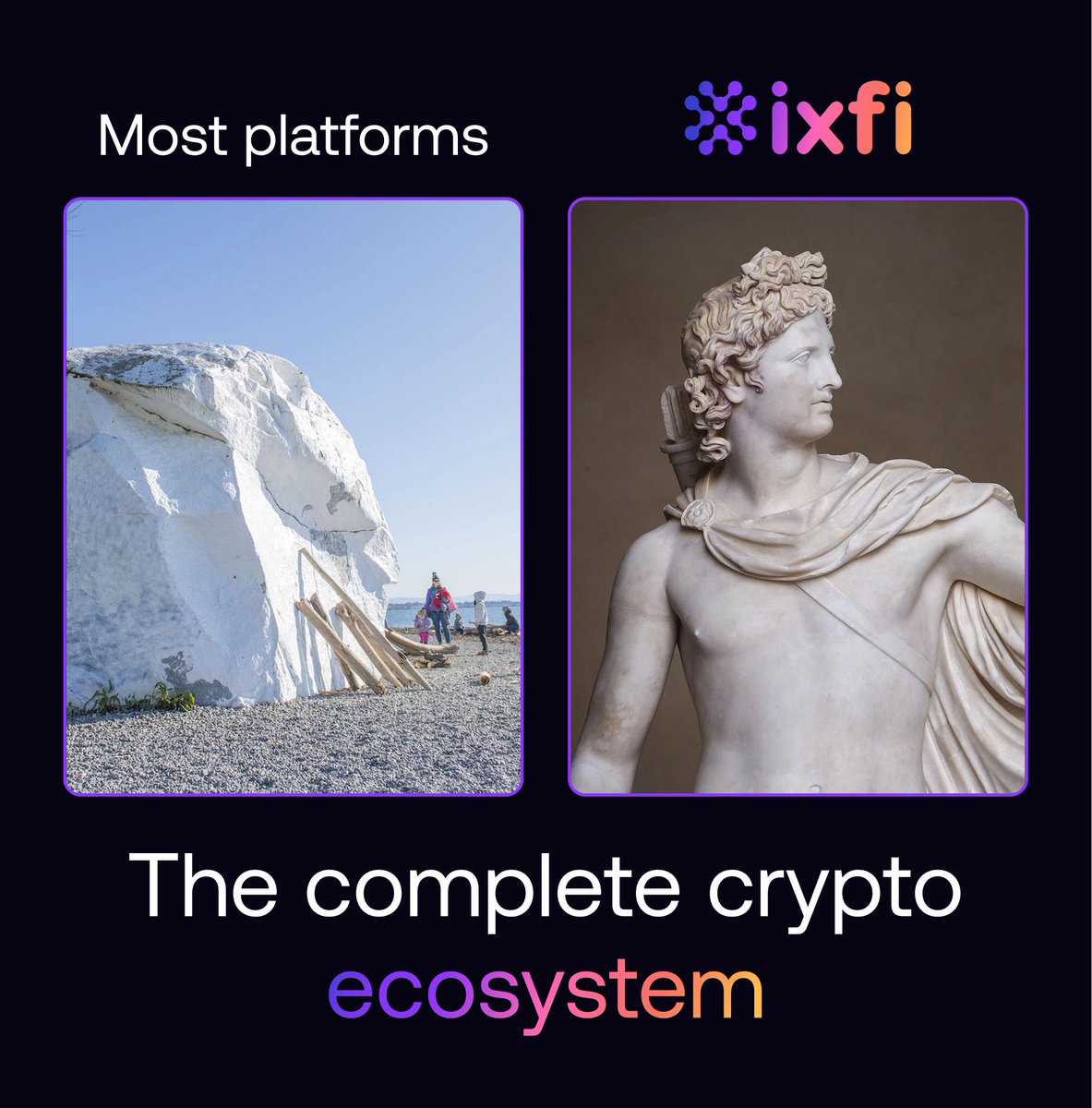 IXFI gives you a complete ecosystem.  

Trade 400+ cryptos, access 90+ fiat currencies, use IXFI Pay, stake your tokens, earn rewards, and manage everything in one place.