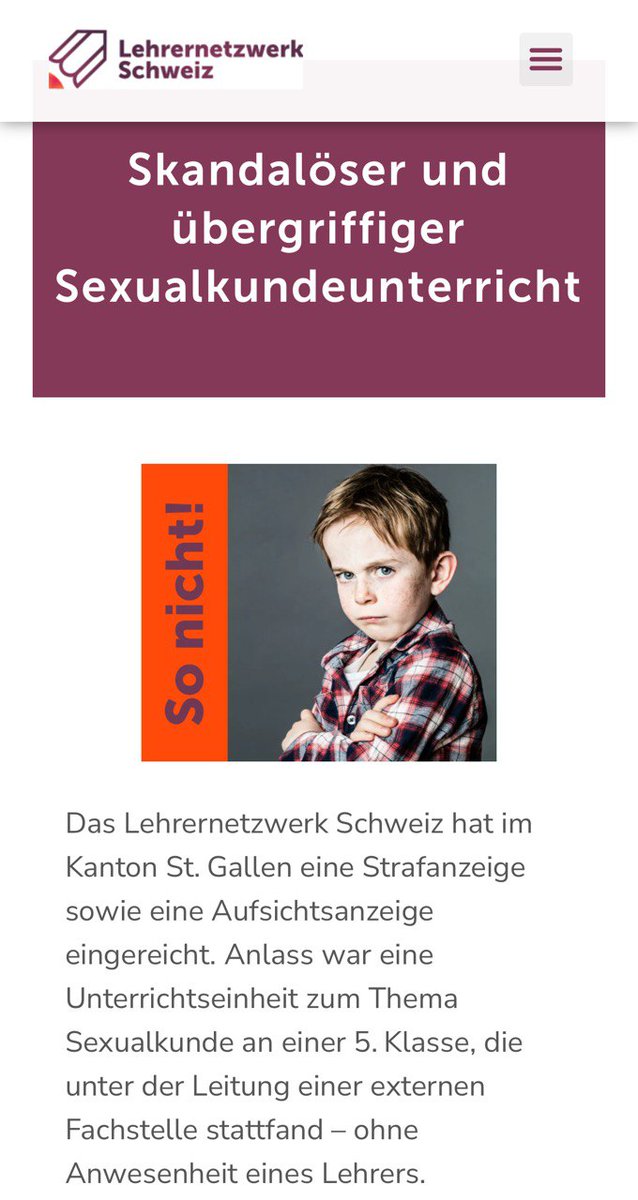 ‼️WANN STEHT DAS 🇨🇭-VOLK AUF⁉️👇🏻👿

🛑Kanton SG fördert Frühsexualisierung von Kindern (und nicht nur SG)🛑

„Zehn‑ bis elfjährige Kinder wurden mit expliziten Themen wie Samenspende, Leihmutterschaft, Pornografie und Kondomgebrauch konfrontiert. Dabei kamen realistische