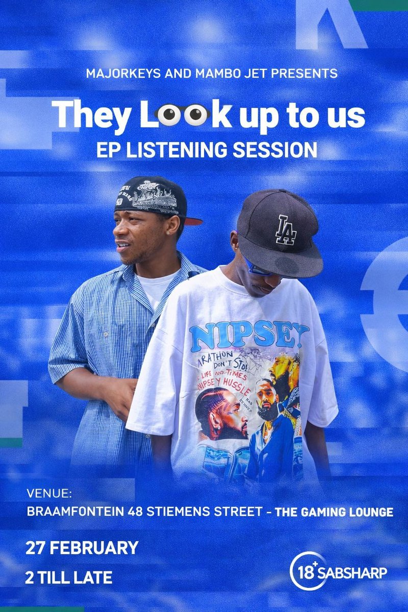 “THEY L👀K UP TO US” 👂🏽Session Tomorrow, pull up on the Gyang in Braam [Braamfontein 48 Stiemens street, Gaming Lounge , it’s gonna be 💥🔥,tell yo friend to tell they friends Braam is ours Tomorro🤓🥷🏽.

#TheyLookUpToUs #BraamListeningSession #SowetoDerby #DlalaCastle