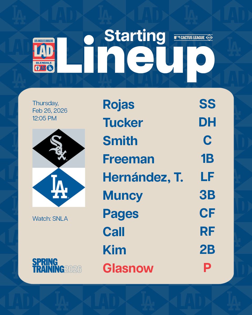 Today’s #DodgersST lineup vs. White Sox: