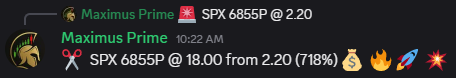 freetrades4u's tweet photo. How many times am I going to say 
💥 MONSTER DAY 💥 

$SPX 6855P 718% 💰🔥

Entered early. Rode momentum ⚔️
When skill meets timing, gains multiply. ⚡
Perfect read. Flawless timing. Payout delivered. 🚀

$AAPL $AMZN $AMD $AVGO $META $NVDA $NFLX $MSFT $TSLA $GOOGL $SPX $SPY $QQQ https://t.co/VEU2pzoKZJ