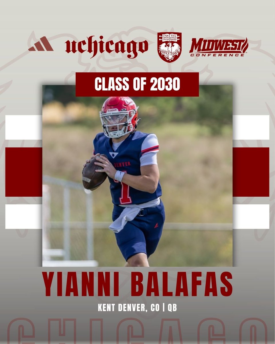 UChicagoFB's tweet photo. Join us in welcoming Yianni Balafas to the University of Chicago Football class of 2030!

X:@yiannibalafas 

#MaroonMade https://t.co/luZVAhio2v