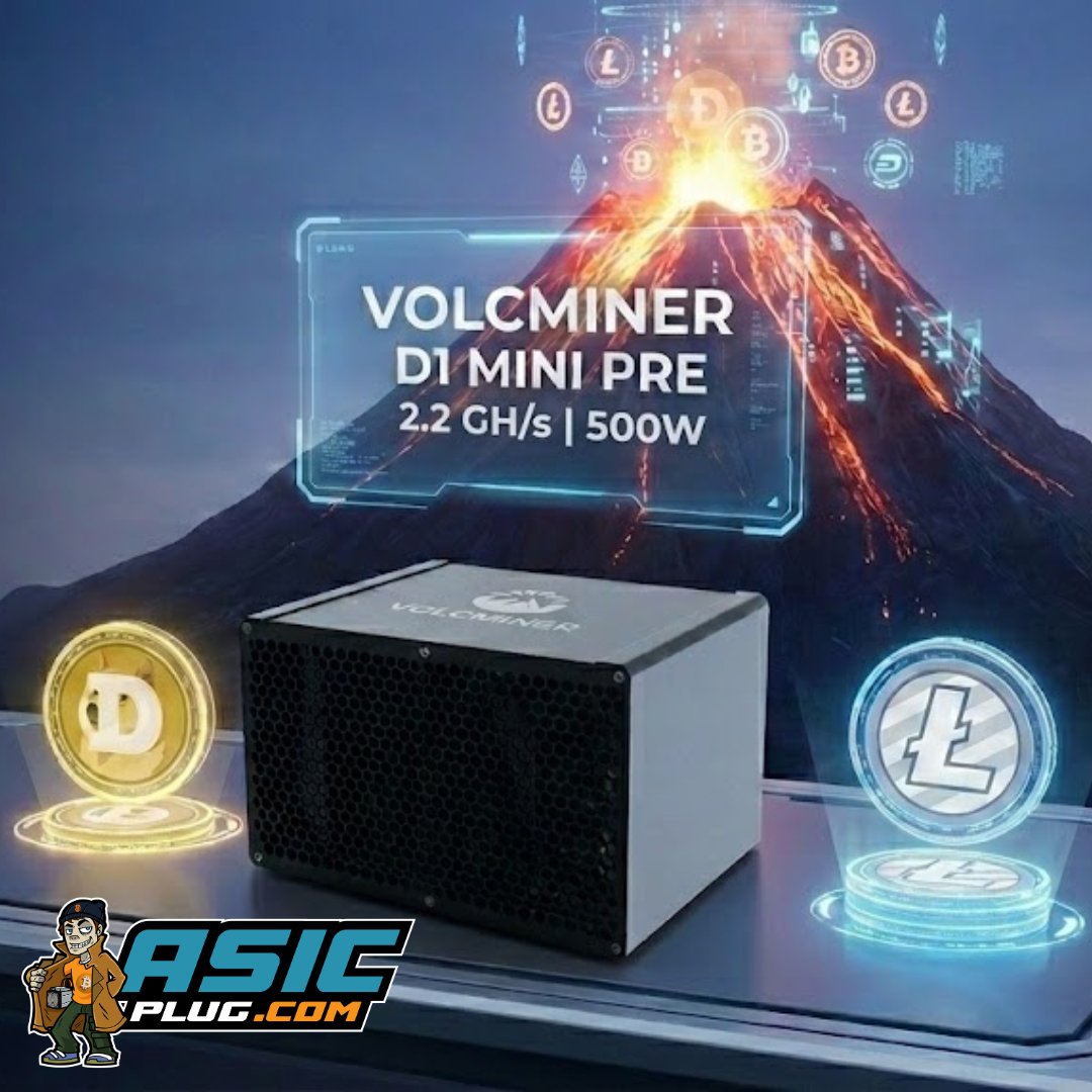 asicplug_'s tweet photo. The VOLCMINER D1 Mini Pre is a Scrypt algorithm powerhouse, delivering a huge 2.2 GH/s hashrate at just 500W. High efficiency, low noise, and perfect for your home office. ⚡️🤫

Mine $DOGE and $LTC like a pro.
Get yours here: https://t.co/vj9u5cZISz 

#VOLCMINER #D1MiniPre https://t.co/vUd3KW5SUn