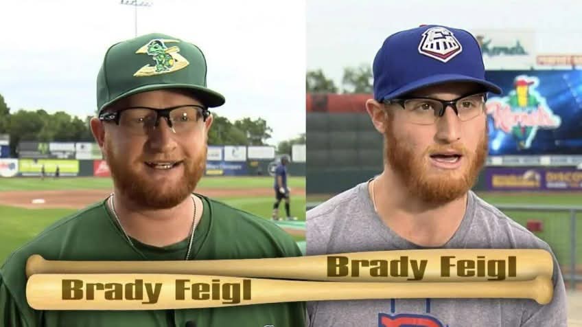 There are two nearly identical, yet unrelated, minor league baseball pitchers who share the same height (6'4"), same red hair, same black rimmed glasses, and even the same name, Brady Feigl.

The coincidence became so surreal that it caught national media attention. Both pitchers