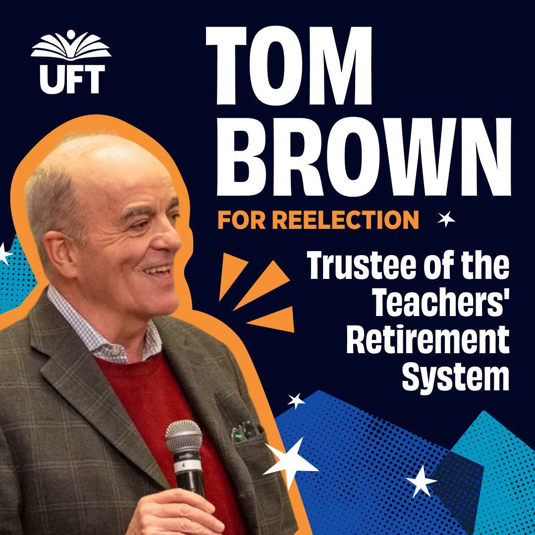 UFT's tweet photo. With over 42 years of proven leadership, Tom Brown has helped us grow our pensions and retire with peace of mind.

That’s why time and time again, UFT members chose Tom Brown as a trustee for the Teachers’ Retirement System.

To learn more, visit: https://t.co/olXfyaD7zJ https://t.co/Q0RfgNWb8W
