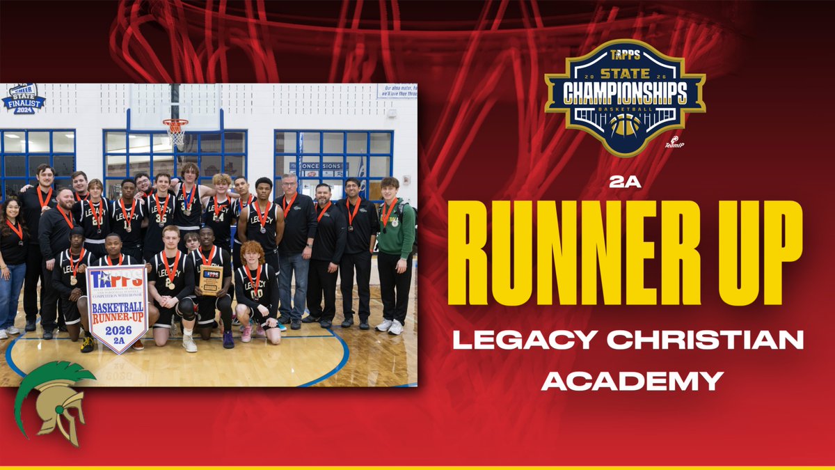 TAPPSbasketball's tweet photo. Congratulations to Legacy Christian Academy, your TAPPS 2026 2A Boys State Runner Up!! https://t.co/yd3t7zlMh1