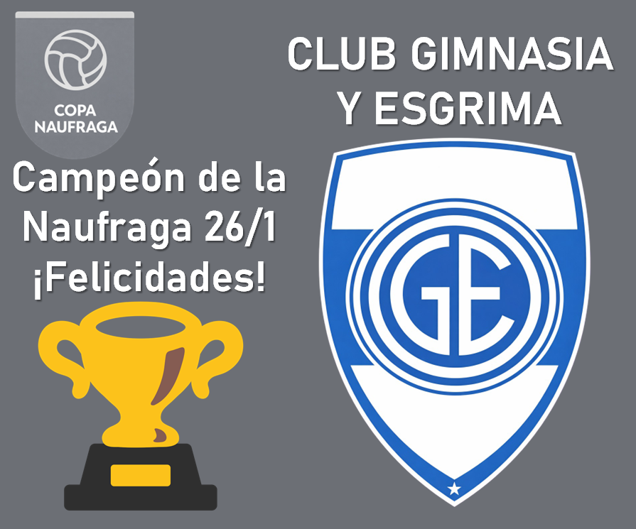 GIMNASIA Y ESGRIMA DE 18 DE MARZO CAMPEÓN 🏆

🐺 El Lobo se coronó campeón por primera vez de la Copa Naufraga tras vencer 2 a 1 a Tubérculo F. C. 

💪 Gimnasia se clasificó con el 3er y último cupo que brinda la tabla Anual.

¡Felicidades <a href="/cge18m_maps/">Gimnasia y Esgrima de 18 Marzo</a> 🥳!